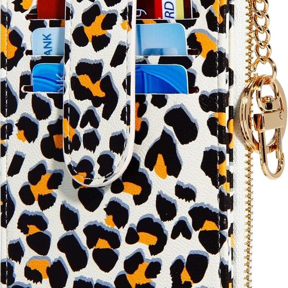 RFID Card Holder Wallet for Women Faux Leather Slim Bifold with Zipper - Picture 1 of 7